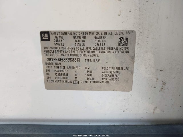 2014 CADILLAC SRX 3GYFNBE38ES536313 Photo 8