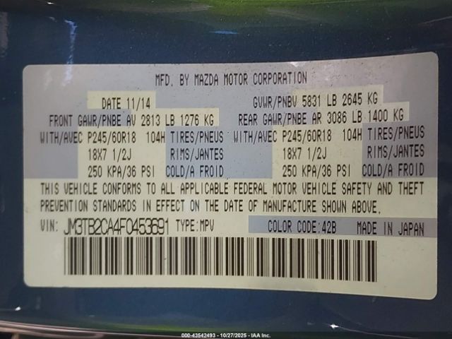 2015 MAZDA CX-9 JM3TB2CA4F0453691 Photo 8