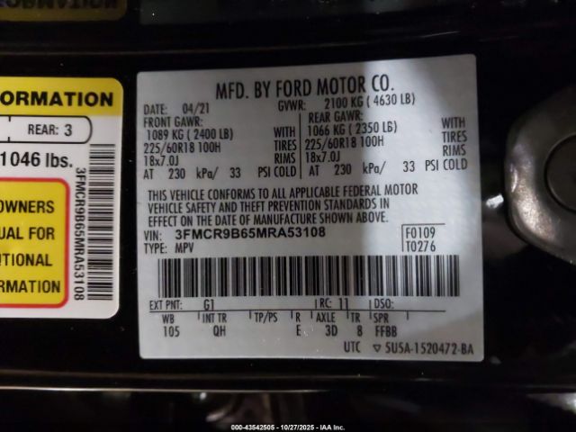 2021 FORD BRONCO SPORT 3FMCR9B65MRA53108 Photo 8