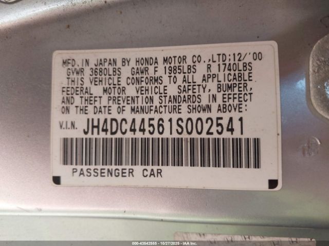 2001 ACURA INTEGRA JH4DC44561S002541 Photo 8