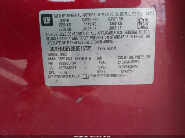 2011 CADILLAC SRX 3GYFNDEY3BS513735 Photo 8