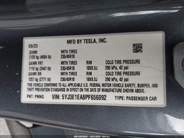 2023 TESLA MODEL 3 5YJ3E1EA8PF656092 Photo 8