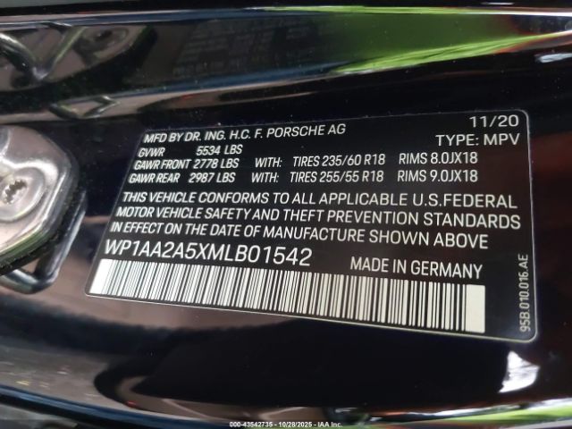 2021 PORSCHE MACAN WP1AA2A5XMLB01542 Photo 8