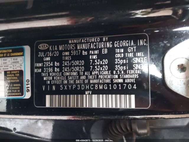 2021 KIA TELLURIDE 5XYP3DHC8MG101704 Photo 8