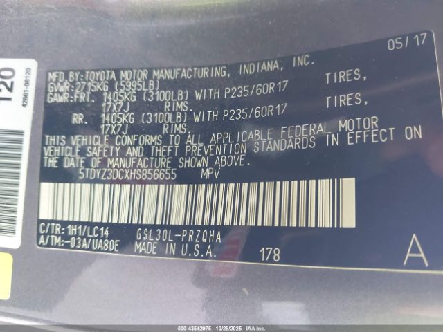 2017 TOYOTA SIENNA 5TDYZ3DCXHS856655 Photo 8