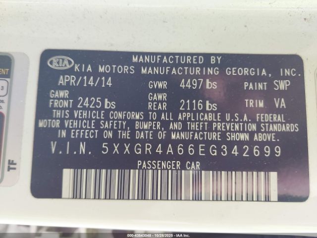2014 KIA OPTIMA 5XXGR4A66EG342699 Photo 8