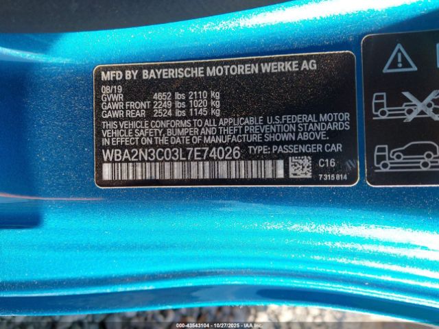 2020 BMW 2 SERIES WBA2N3C03L7E74026 Photo 8