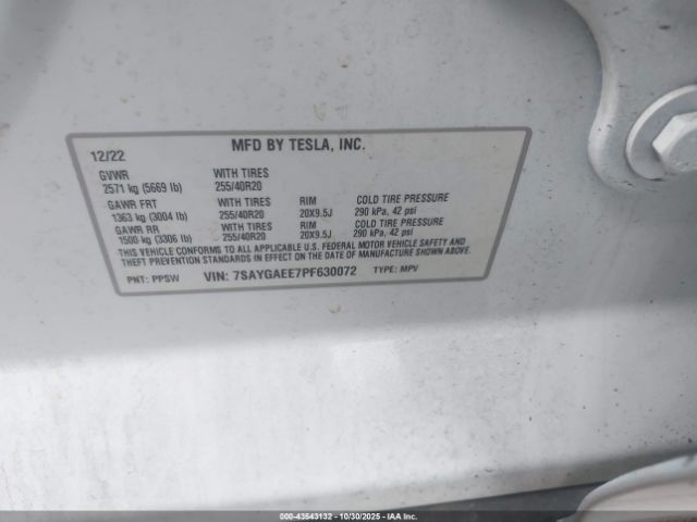 2023 TESLA MODEL Y 7SAYGAEE7PF630072 Photo 8