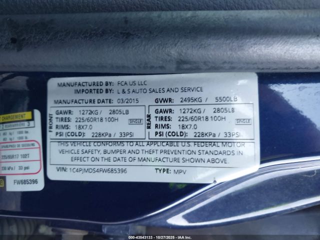 2015 JEEP CHEROKEE 1C4PJMDS4FW685396 Photo 8