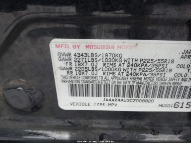 2012 MITSUBISHI OUTLANDER SPORT JA4AR4AU3CZ008820 Photo 8