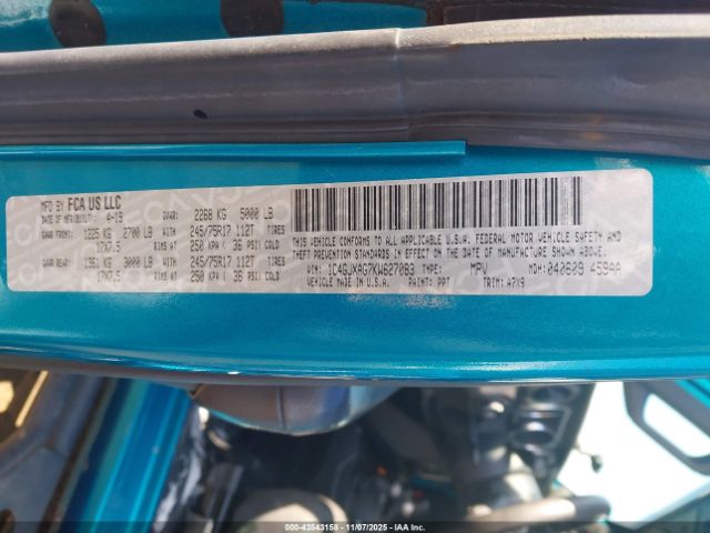 2019 JEEP WRANGLER 1C4GJXAG7KW627083 Photo 8