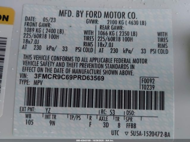 2023 FORD BRONCO SPORT 3FMCR9C69PRD63569 Photo 8