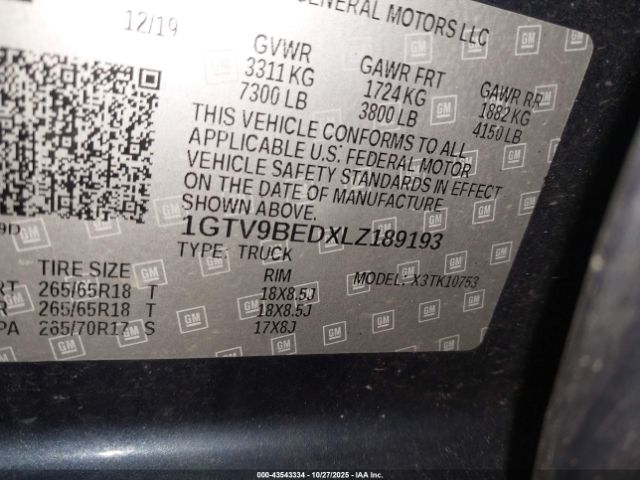 2020 GMC SIERRA 1500 1GTV9BEDXLZ189193 Photo 8