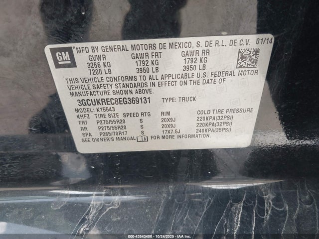 3GCUKREC8EG369131 Chevrolet Silverado 1500 1lt