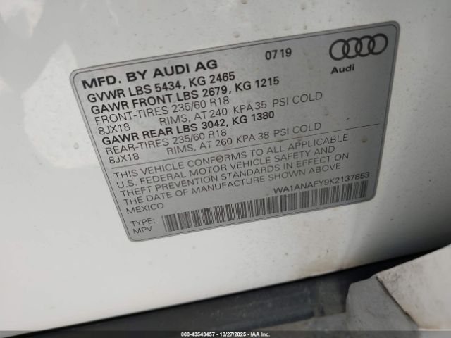 2019 AUDI Q5 WA1ANAFY9K2137853 Photo 8
