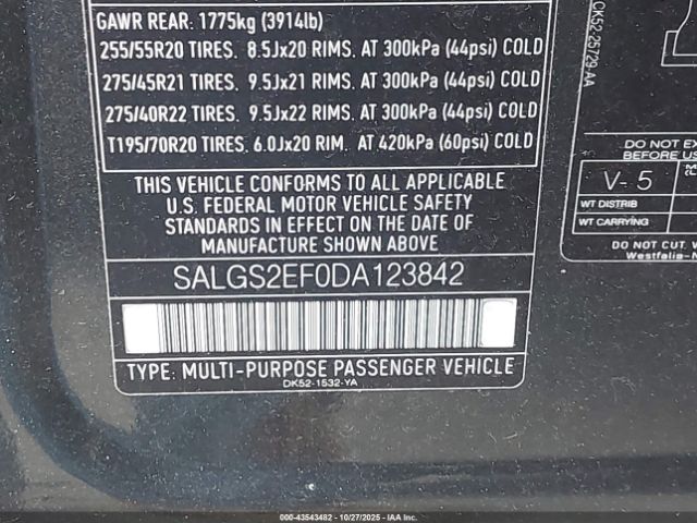 2013 LAND ROVER RANGE ROVER SALGS2EF0DA123842 Photo 8