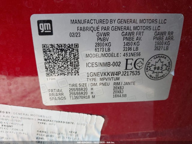 Chevrolet Traverse Awd Premier 2023 1GNEVKKW4PJ217535 Image 9