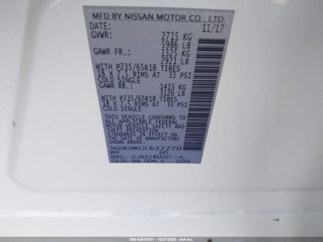 2018 NISSAN PATHFINDER 5N1DR2MM1JC627270 Photo 8