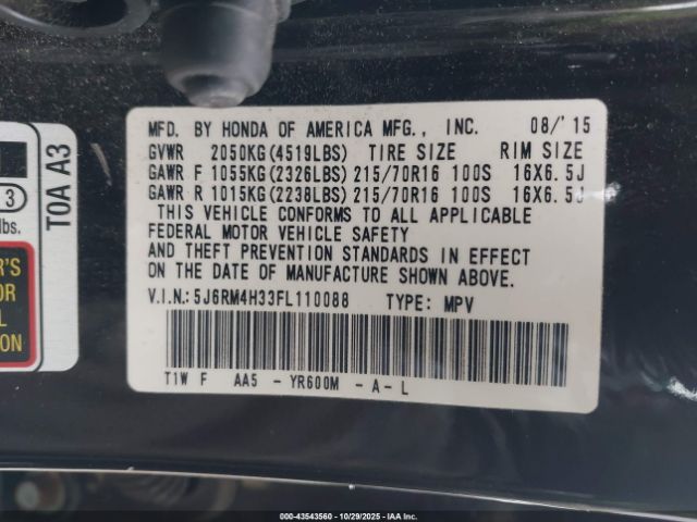 2015 HONDA CR-V 5J6RM4H33FL110088 Photo 8