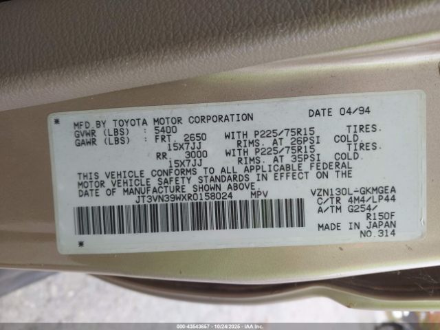 1994 TOYOTA 4RUNNER JT3VN39WXR0158024 Photo 8