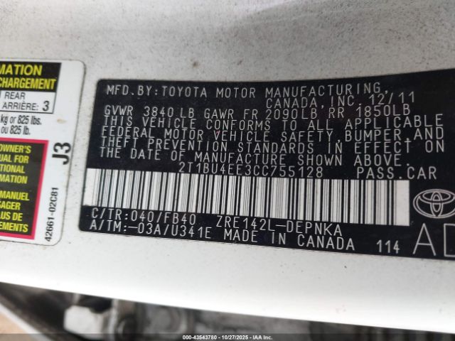 2012 TOYOTA COROLLA 2T1BU4EE3CC755128 Photo 8