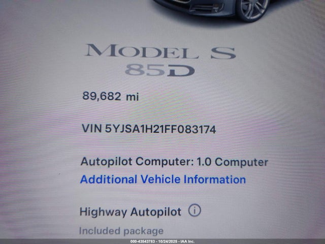 2015 TESLA MODEL S 5YJSA1H21FF083174 Photo 6