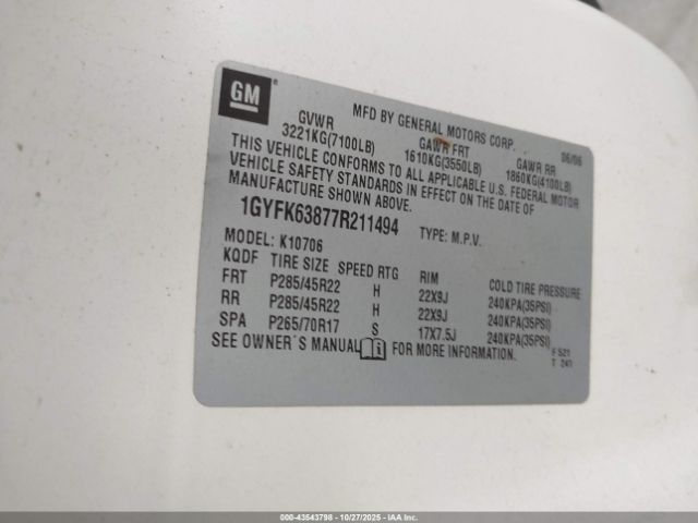 2007 CADILLAC ESCALADE 1GYFK63877R211494 Photo 8