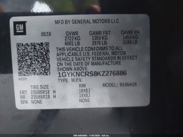 2019 CADILLAC XT5 1GYKNCRS8KZ276886 Photo 8