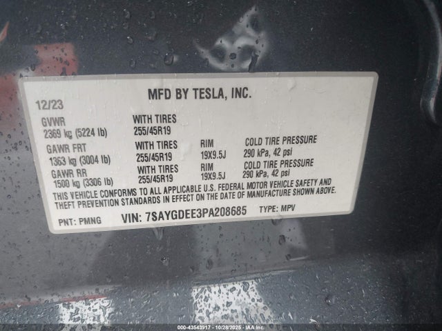 2023 TESLA MODEL Y 7SAYGDEE3PA208685 Photo 8
