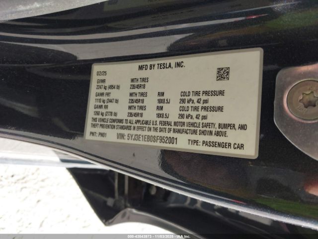 2025 TESLA MODEL 3 5YJ3E1EB0SF952001 Photo 8
