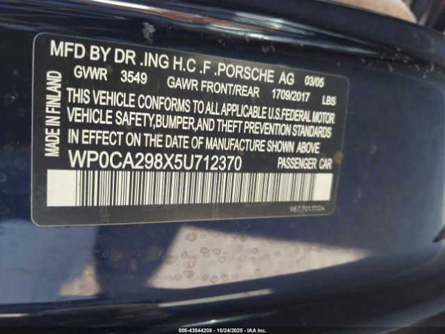 2005 PORSCHE BOXSTER WP0CA298X5U712370 Photo 8