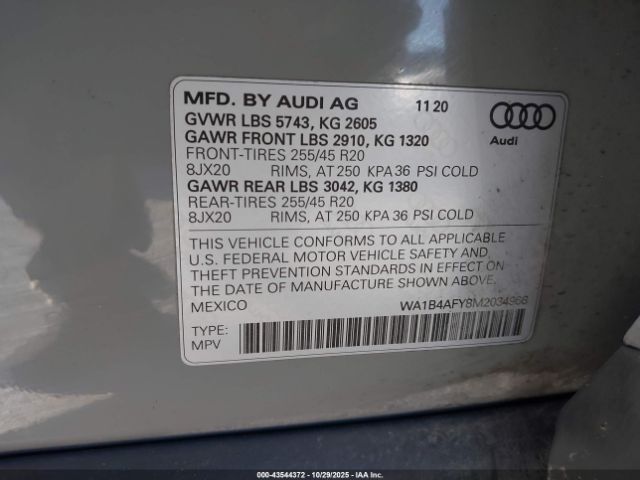2021 AUDI SQ5 WA1B4AFY8M2034966 Photo 8