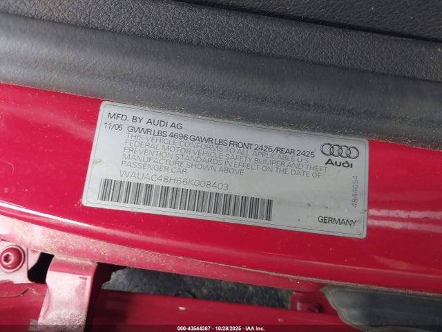2006 AUDI A4 WAUAC48H66K008403 Photo 8
