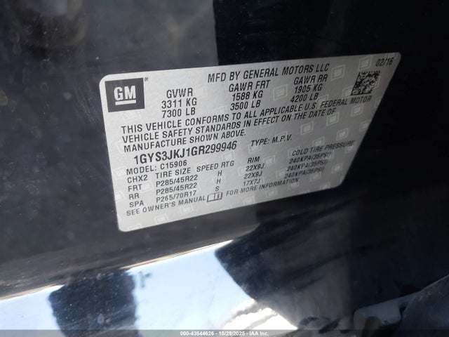 2016 CADILLAC ESCALADE ESV 1GYS3JKJ1GR299946 Photo 8