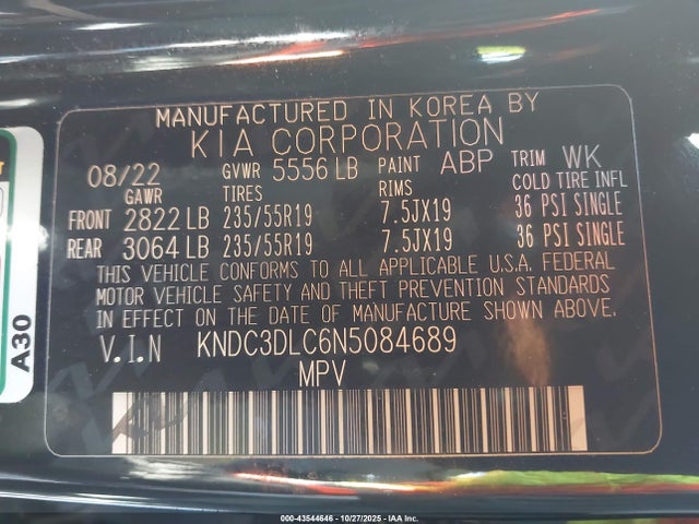 KNDC3DLC6N5084689 KIA Ev6 Wind