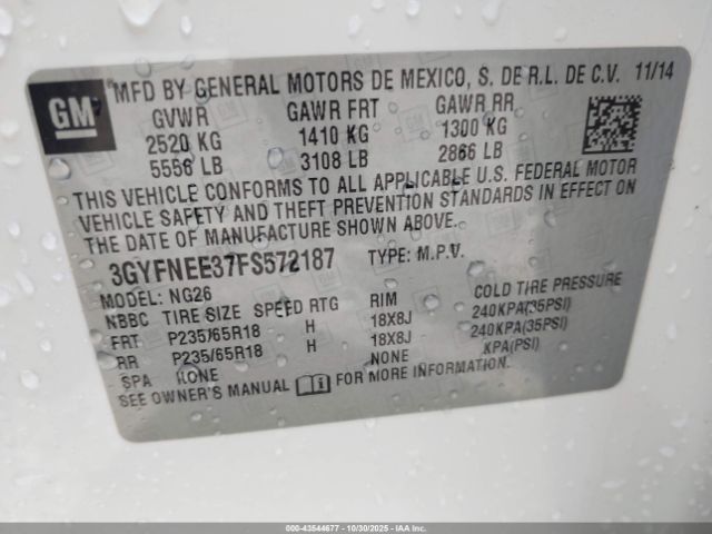 2015 CADILLAC SRX 3GYFNEE37FS572187 Photo 8