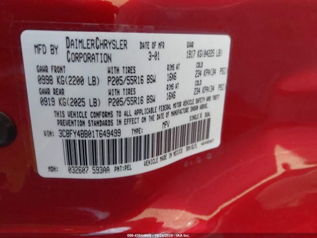 2001 CHRYSLER PT CRUISER 3C8FY4BB01T649499 Photo 8