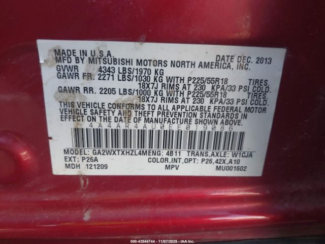 2014 MITSUBISHI OUTLANDER SPORT 4A4AR4AU0EE019086 Photo 8