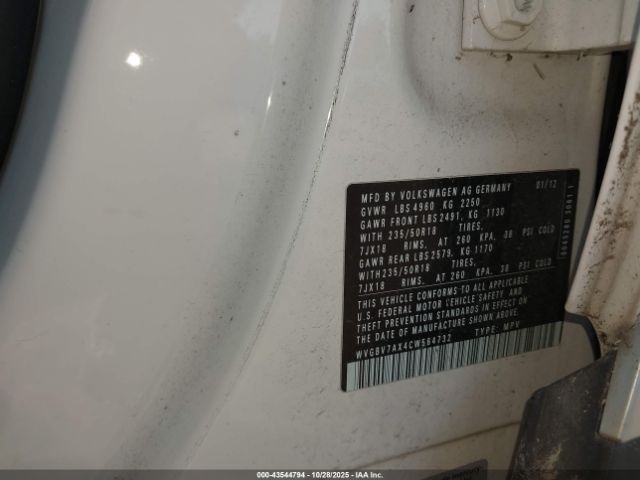 2012 VOLKSWAGEN TIGUAN WVGBV7AX4CW564732 Photo 8