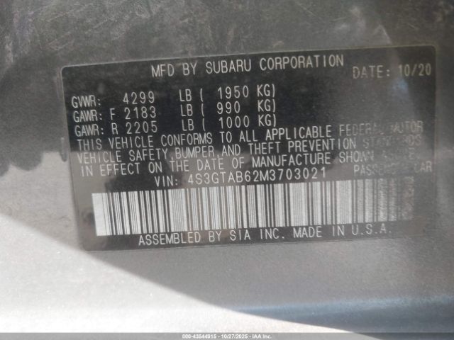 2021 SUBARU IMPREZA 4S3GTAB62M3703021 Photo 8