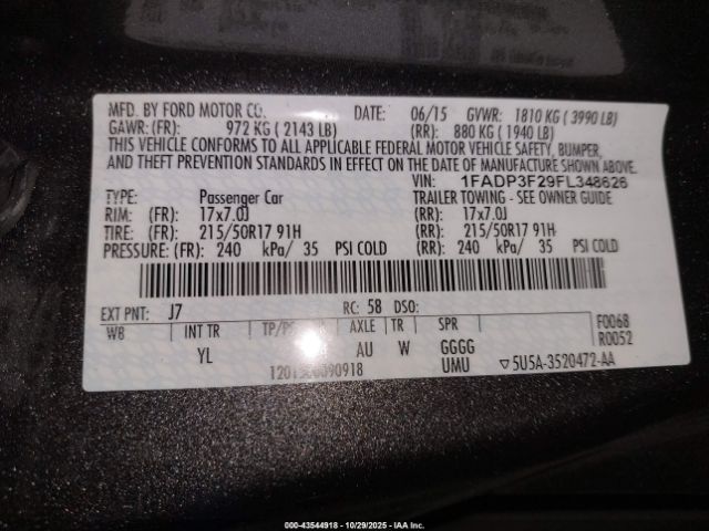 2015 FORD FOCUS 1FADP3F29FL348626 Photo 8