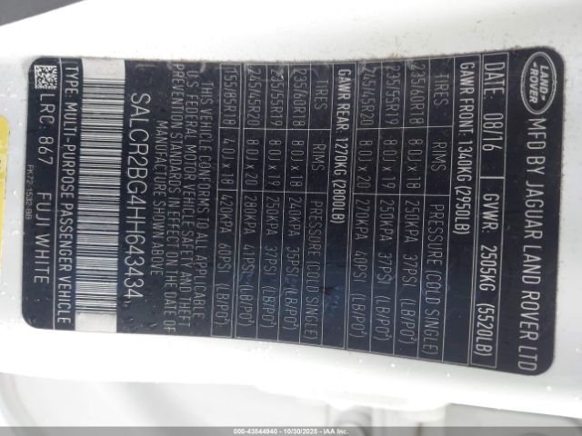 2017 LAND ROVER DISCOVERY SPORT SALCR2BG4HH643434 Photo 8