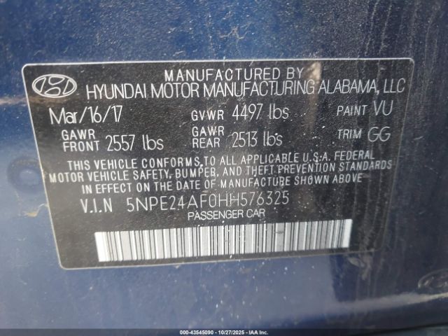 2017 HYUNDAI SONATA 5NPE24AF0HH576325 Photo 8
