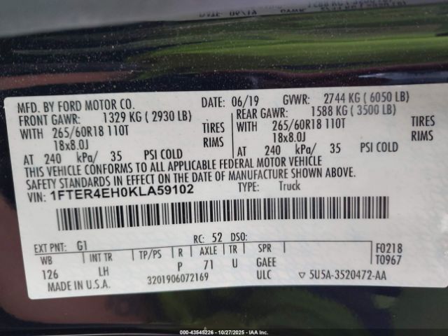 2019 FORD RANGER 1FTER4EH0KLA59102 Photo 8