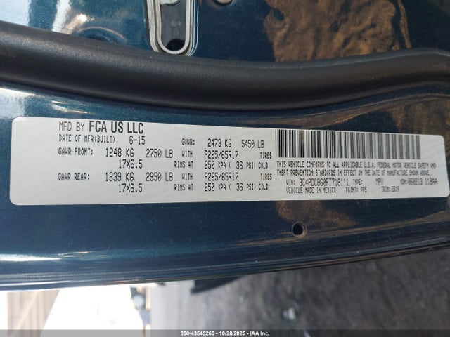 3C4PDCBG0FT718111 Dodge Journey Sxt