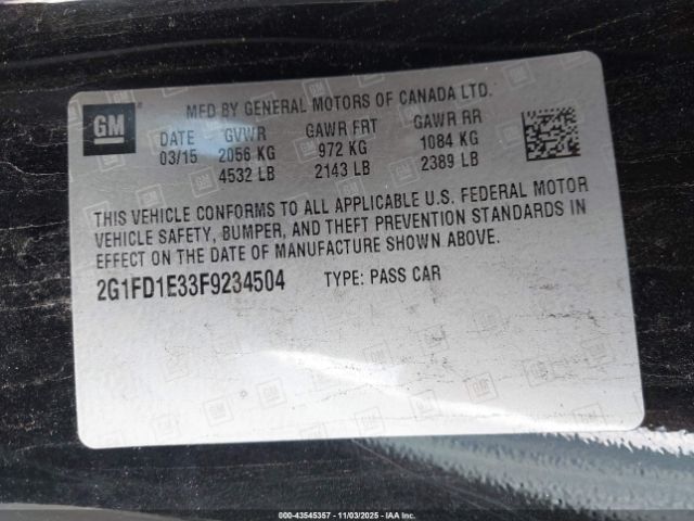 2015 CHEVROLET CAMARO 2G1FD1E33F9234504 Photo 8