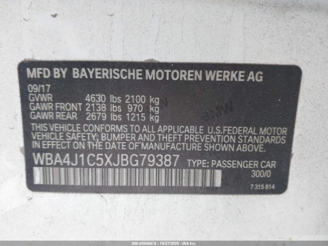 2018 BMW 430I GRAN COUPE WBA4J1C5XJBG79387 Photo 8