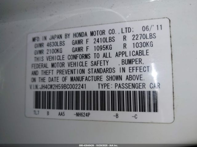 2011 ACURA TSX JH4CW2H59BC002241 Photo 8