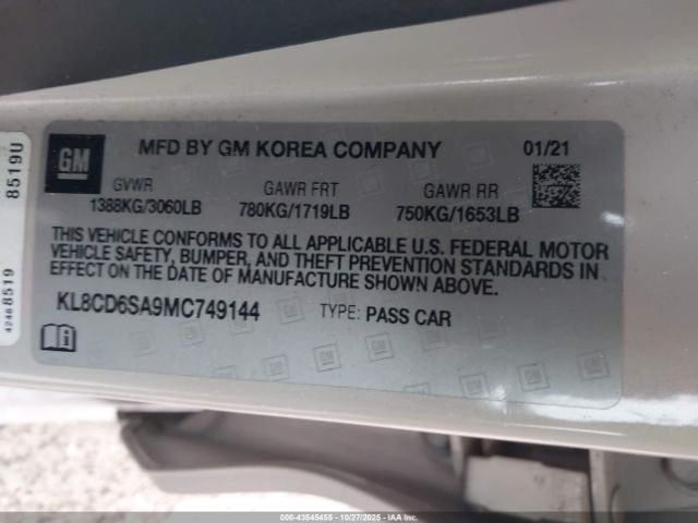 2021 CHEVROLET SPARK KL8CD6SA9MC749144 Photo 8