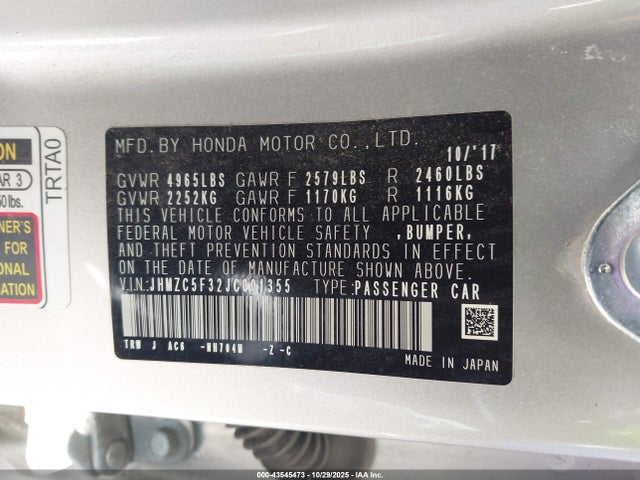 JHMZC5F32JC001355 Honda Clarity Plug-in Hybrid Touring